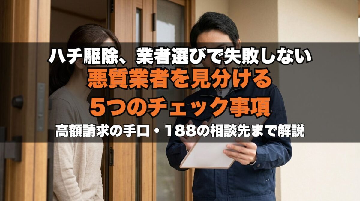 ハチ駆除業者の選び方｜悪質業者・高額請求を避ける5つのチェック