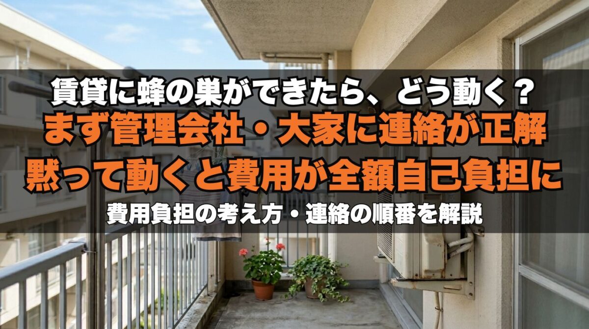 賃貸の蜂の巣は誰が駆除する？費用は誰が払う？まず連絡すべき相手