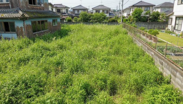 雑草が伸びて放置された空き地・実家の様子