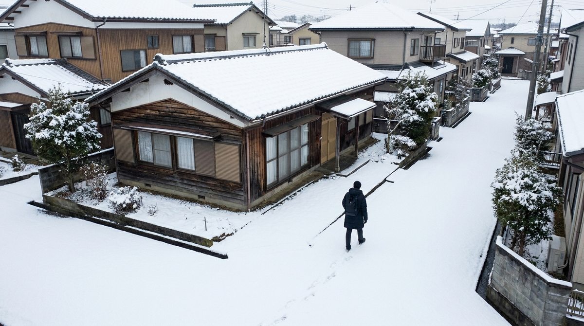 冬の空き家を点検するイメージ