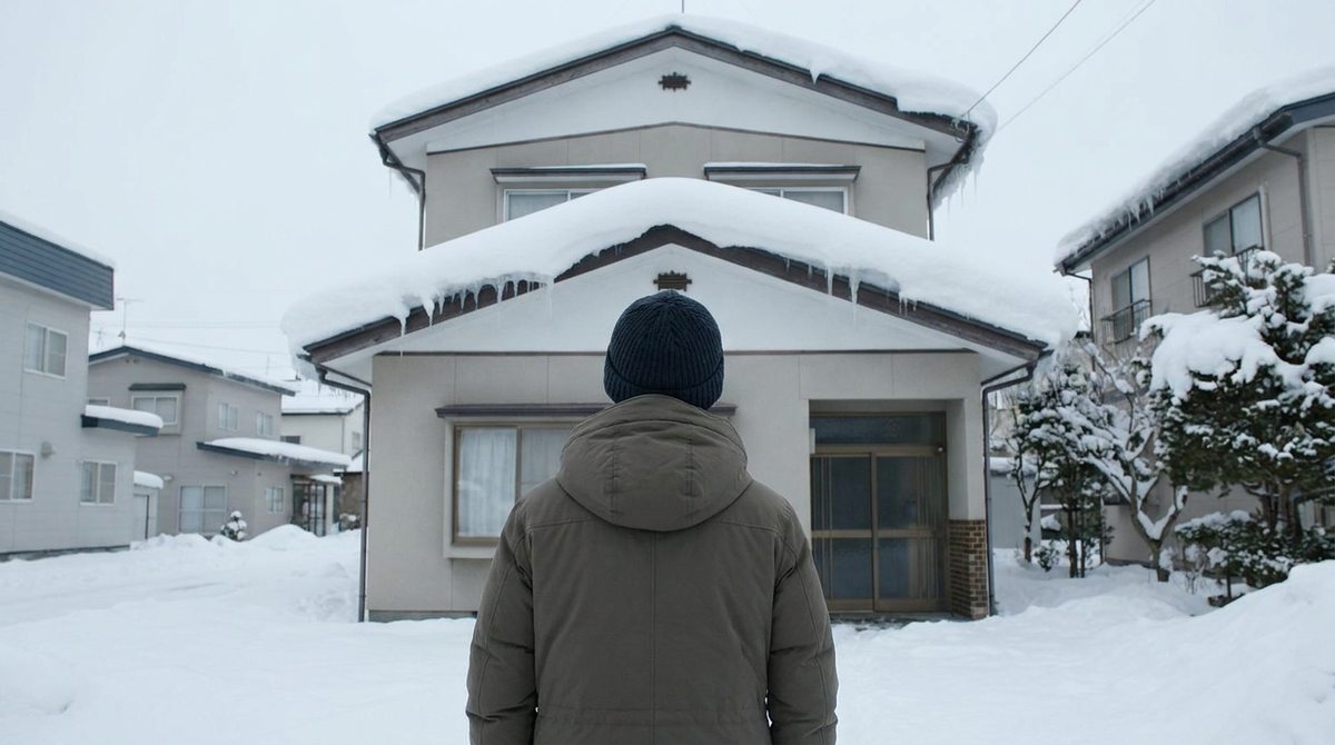 屋根に積もった雪と落雪の危険（※イメージ）