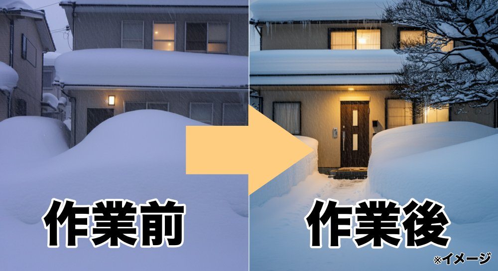 雪かき代行の作業前と作業後の比較