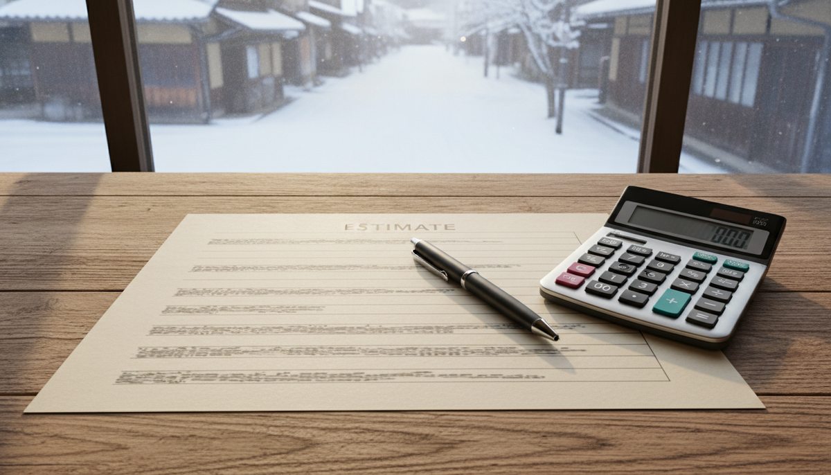 雪かき代行の見積書と料金確認のイメージ