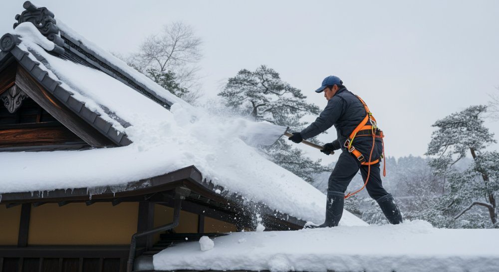 屋根の雪下ろし作業のイメージ