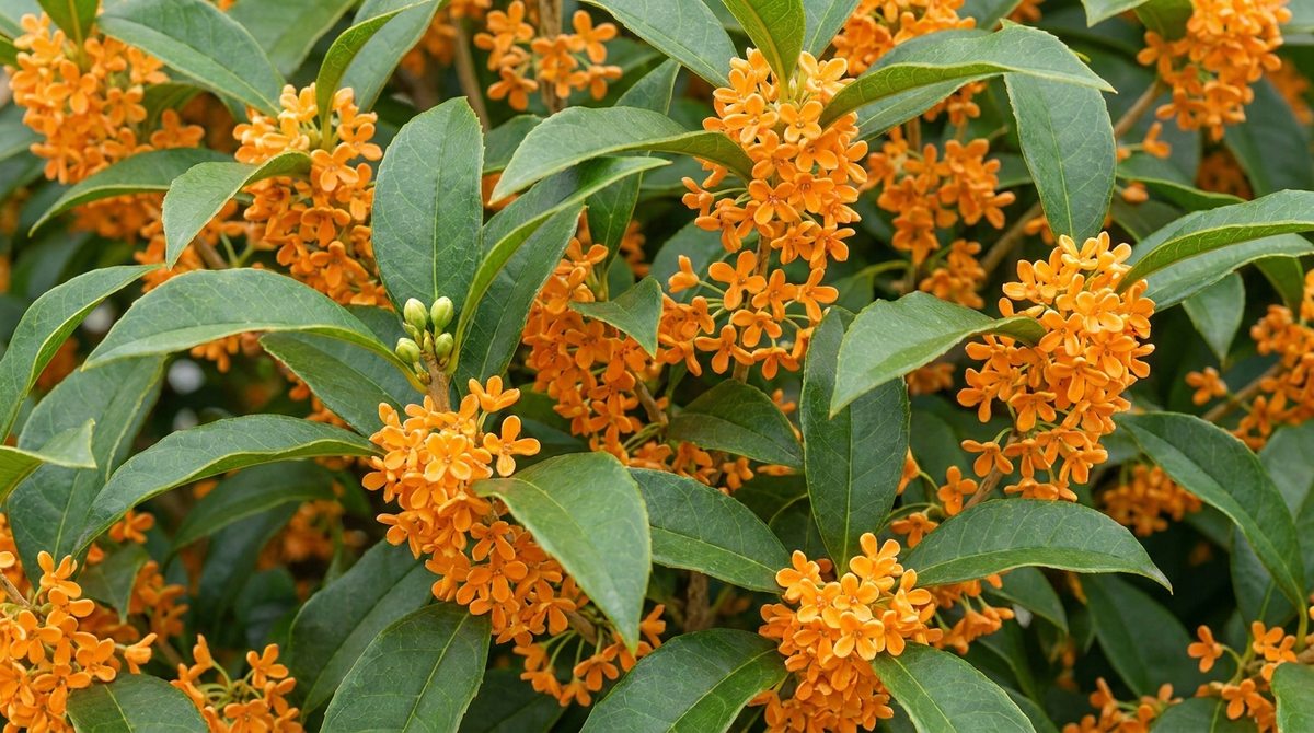 キンモクセイの花芽と開花のイメージ