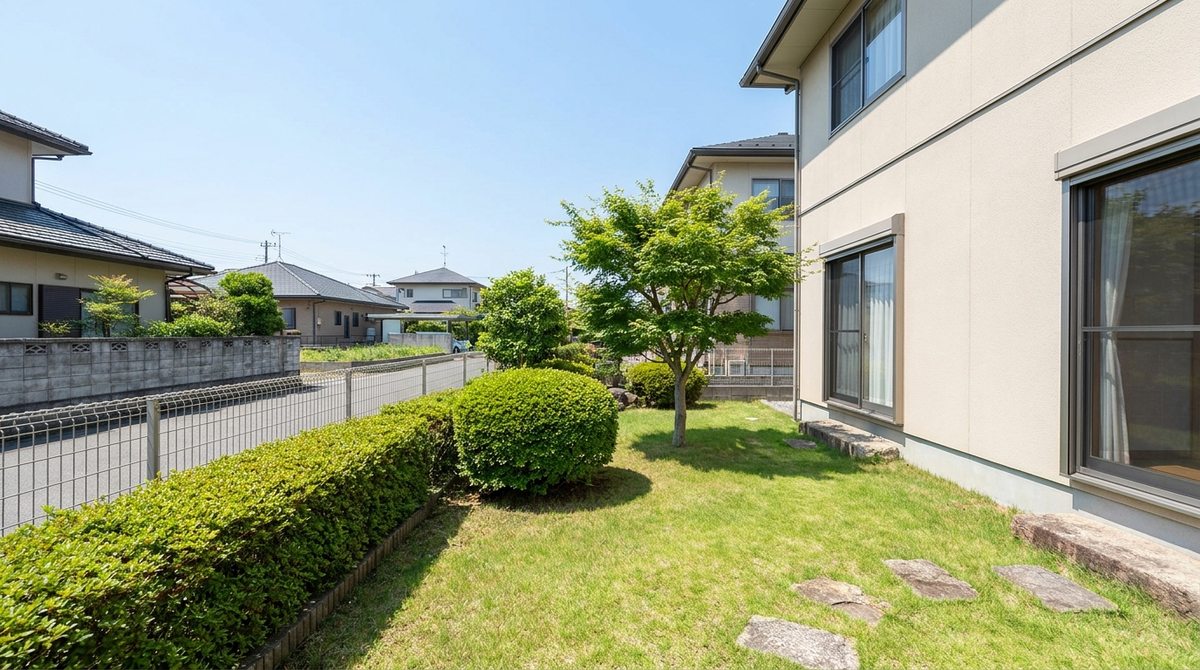 剪定で整えられた住宅の庭木のイメージ