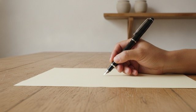 お知らせの手紙を書いている様子
